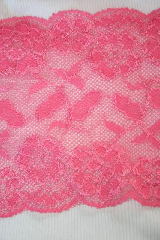 Bubblegum PINK GALLOON STRETCH LACE 5.5 Wide BTY B  