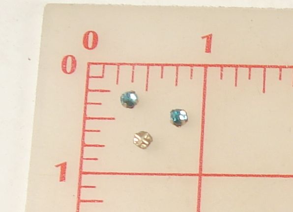 Vintage turquoise tiny glass doll buttons 4mm Montees  