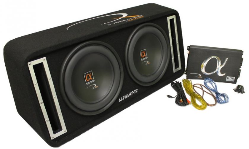 alphasonik aptpk3 12 800w car 2 subwoofers box amp complete package 