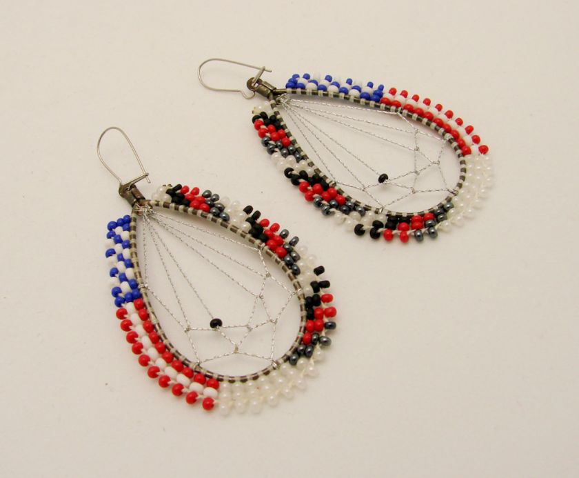 Tribal Dreamcatcher Earring Set Hand Beaded Native  