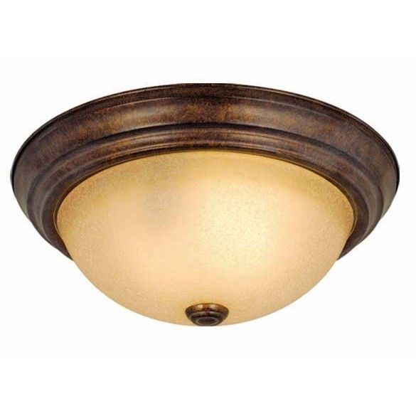 NEW 2 Light Md Flush Mount Ceiling Lighting Fixture, Bronze, Cream 