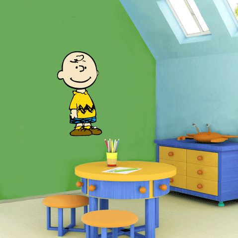 Charlie Brown Snoopy Cartoon Wall Decor Sticker 12x25  