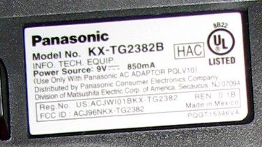 PANASONIC KX TG2382B SINGLE HANDSET CORDLESS PHONE SYS  