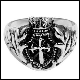 This masculine crown with cross ring is made of surgical stainless 