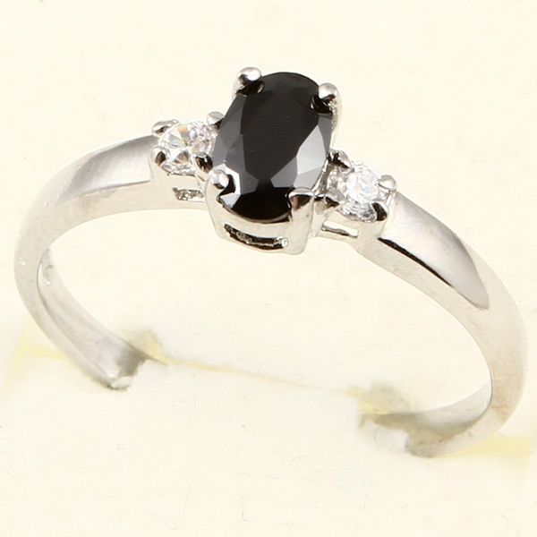 7mm OVAL CUT BLACK SAPPHIRE *96* CLASSIC RING  