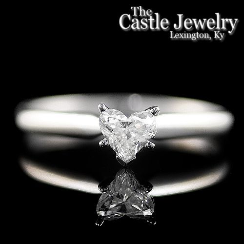 Heart Shaped .46Ct. Diamond Solitaire 14 Karat White Gold Engagement 