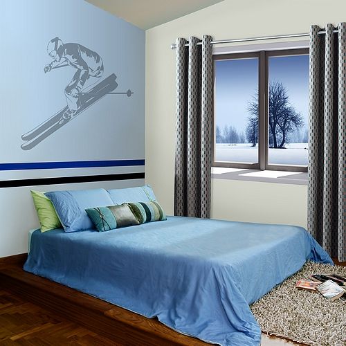 Winter Shadows DOWNHILL SKIER Wallpaper Mural Sticker  