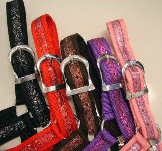 SADDLE NYLON HORSE DRAFT HALTERS SET OF 5 COLORS SET  