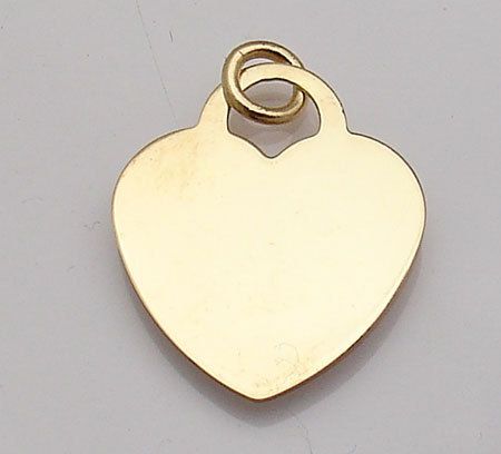 Engravable Heart Charm Pendant Jump Ring 14K Gold Yello  