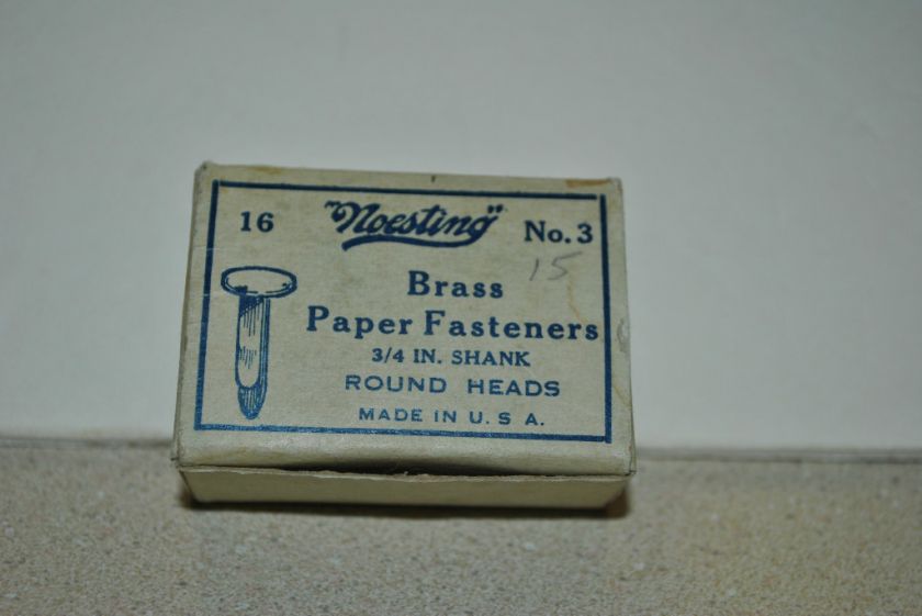 Vintage Box ONLY  NOESTING BRASS Paper Fasteners NO.3  