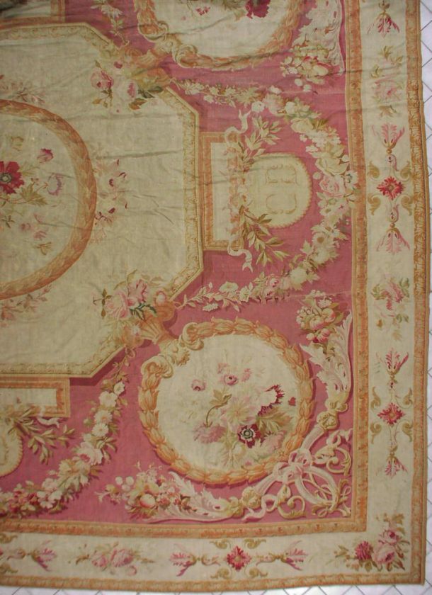 19x22 SIGNED CD ANTIQUE FRENCH AUBUSSON RUG CARPET  