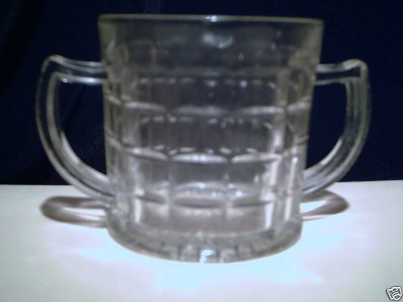 Hazel Atlas Colonial Block Clear Glass Open Sugar Bowl  