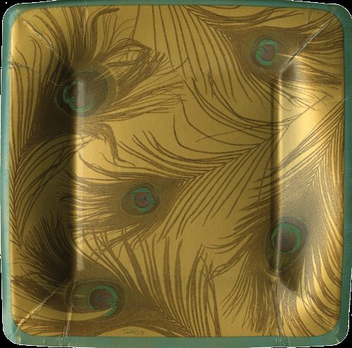 CASPARI 2 Pkgs Peacock Gold Paper Salad / Dessert Plates  