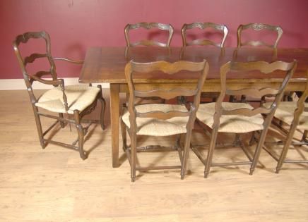 English Oak Ladderback Chair & Refectory Table Set  