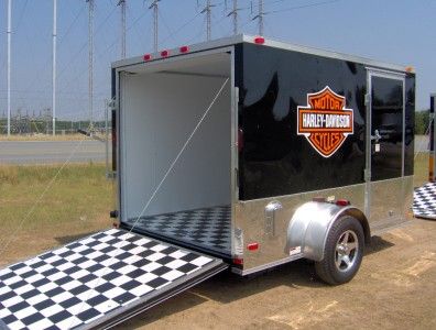   motorcycle 2 bike trailer 7x10 finished Harley Davidson decals  