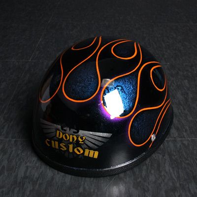 Hand painted half face helmet harley motorcycle (Blue)  