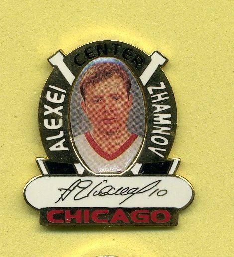 NHL HOCKEY PIN CHICAGO BLACKHAWKS ALEXEI ZHAMNOV SIGNED  