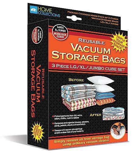 Reusable Vacuum Storage Bags 3 Piece LG/XL/JUMBO Cube Set  Triple Your 