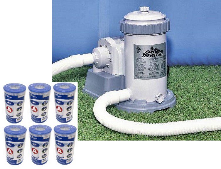 INTEX 1500 GPH Swimming Pool Pump & 6 Type A Cartridges  