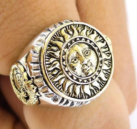 THE SUN TAROT STERLING SILVER FORTUNE LUCKY RING 10.5  