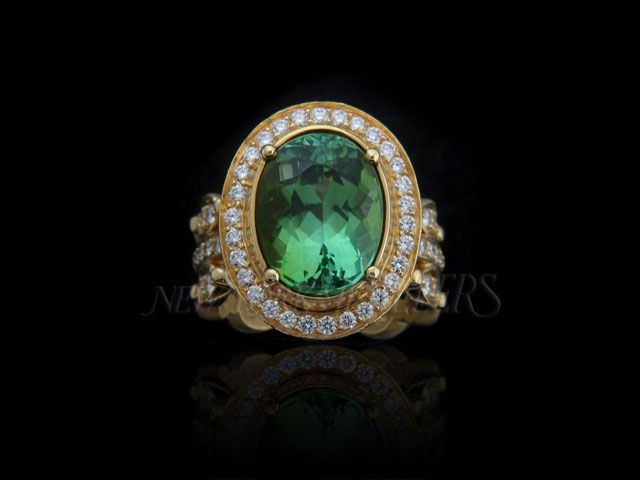 NEW DORIS PANOS 8.25 CARAT TOURMALINE DIAMOND RING,18k  