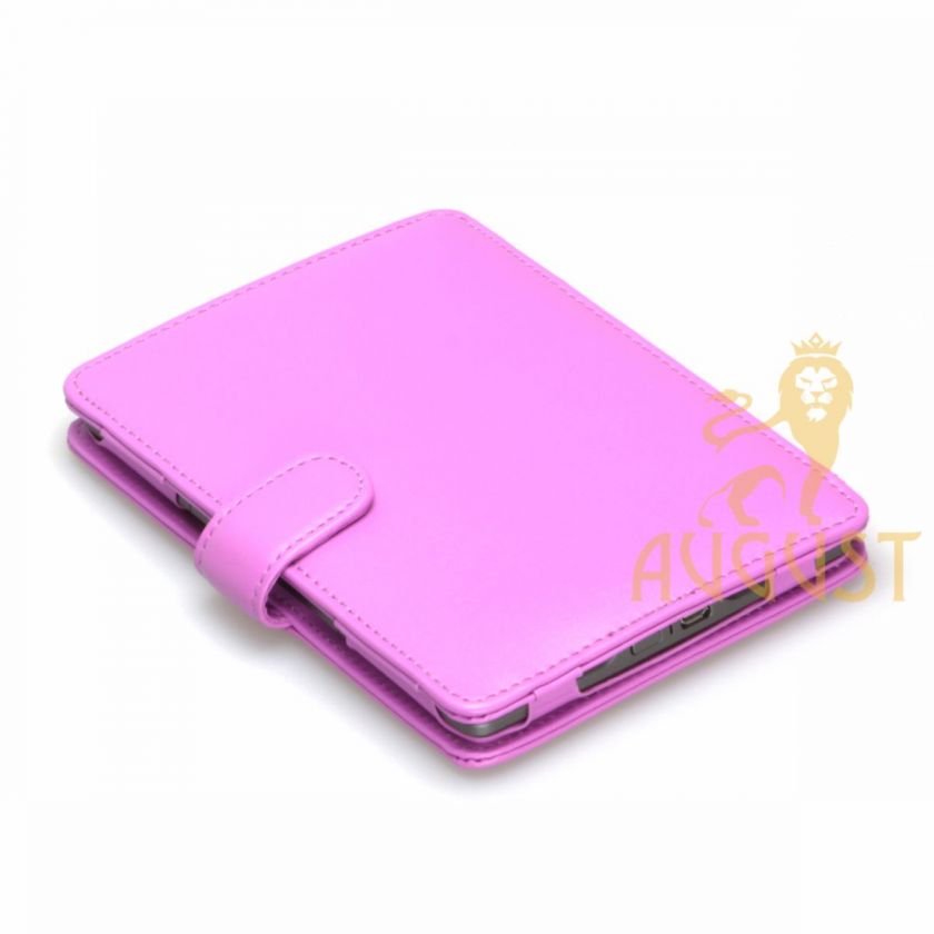 KINDLE 4 LIGHT PURPLE GENUINE LEATHER COVER CASE WITH LED READING 