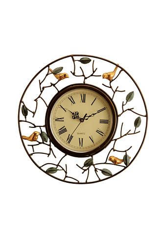   Botanical Hanging Wall Clock Kitchen Vanity Bronze Verde Green  