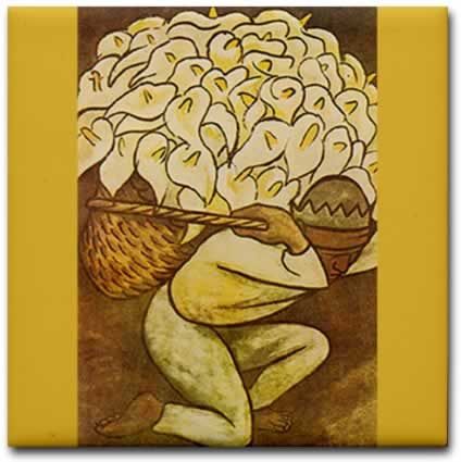   Painting Reproduction   Indian Man Carrying a Basket of Cala Lilies