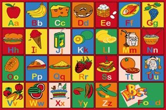 KIDS CHILDREN ALPHABET FOOD 3 X 5 EDUCATIONAL GEL RUG  