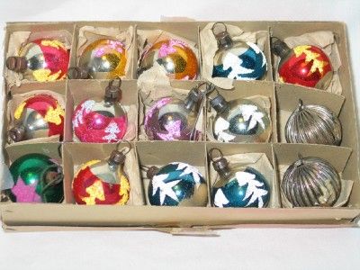   Christmas German Mercury Glass Feather Tree Stencil Ornaments IOB T12