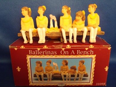 Ballerinas On A Bench Figurine 6 Ballet Dancers In Tutus Young 