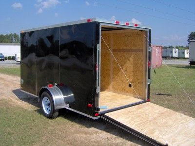 6x12 plus 2ft v nose enclosed ATV cargo motorcycle trailer black NEW