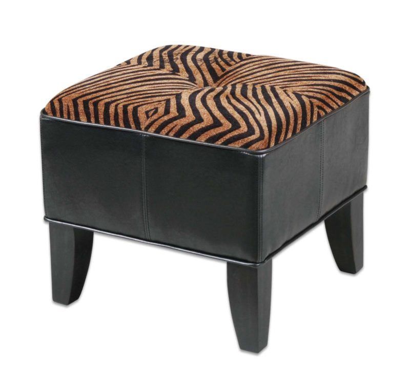 Animal Zebra Print Small Square Ottoman  