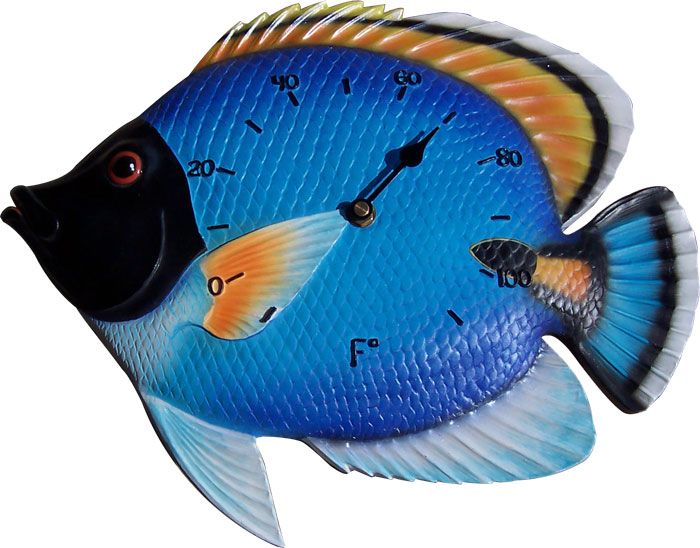 New Indoor   Outdoor Tropical Fish Clock or Thermometer  