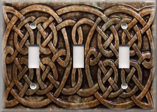 Light Switch Plate Cover   Celtic Knot   Brown  