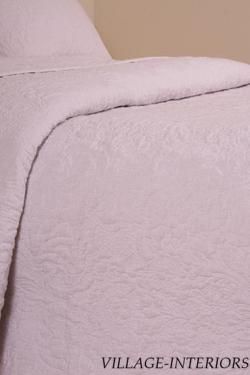 KATHLEEN PURE WHITE 100% COTTON MATELASSE QUEEN QUILT COVERLET  