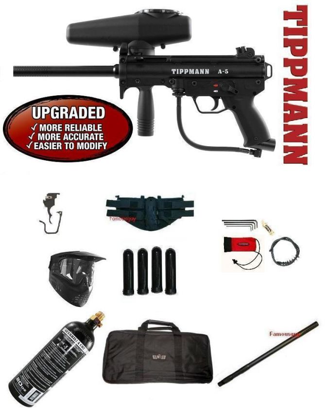  Tippmann A5 Paintball 16 Sick Barrel Tactical Package Combo 4+1,Gun 