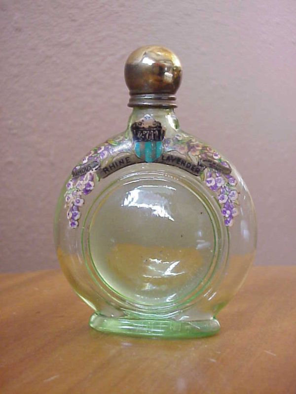 Vintage W. Germany Green Perfume Bottle Rhine Lavendar  