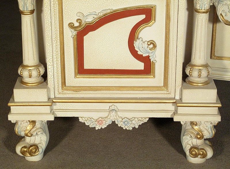   Painted Carved EXECUTIVE OFFICE DESK w/ Leather Top yrro261  