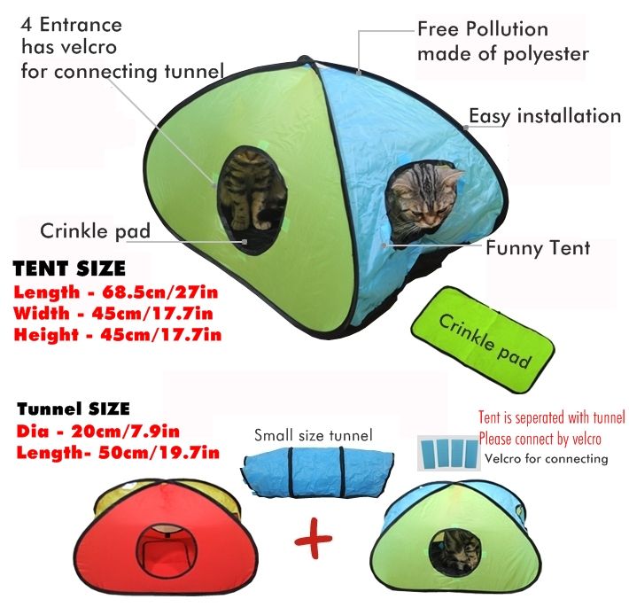 Cat Kitten Pet Play TENT&Tunnel Supplies Rustling Tunnel Playground 