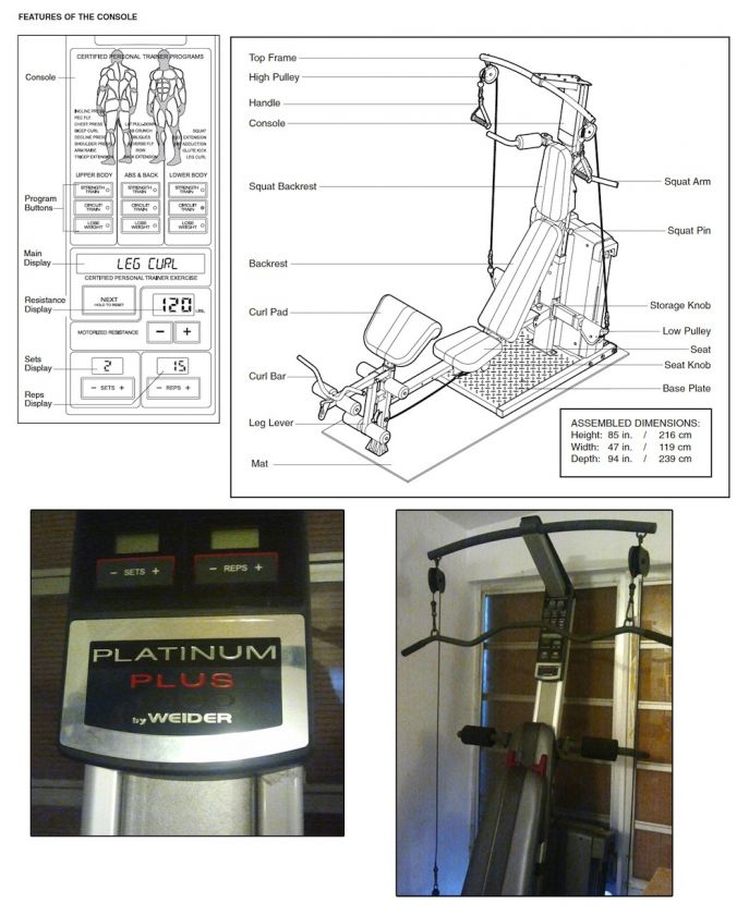 Computerized Weider Platinum Plus 1000 Exercise machine home gym 