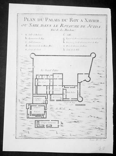 1747 Prevost Antique Plan Palace of Juida Whydah Africa  