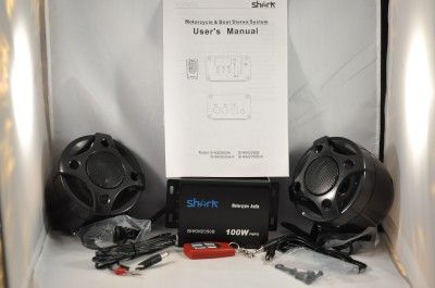 Motorcycle 2 speakers + amplifier + radio + usb remote  