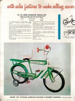 1959 AMF JUNIOR ROADMASTER BICYCLE NO. 726 728 AD  