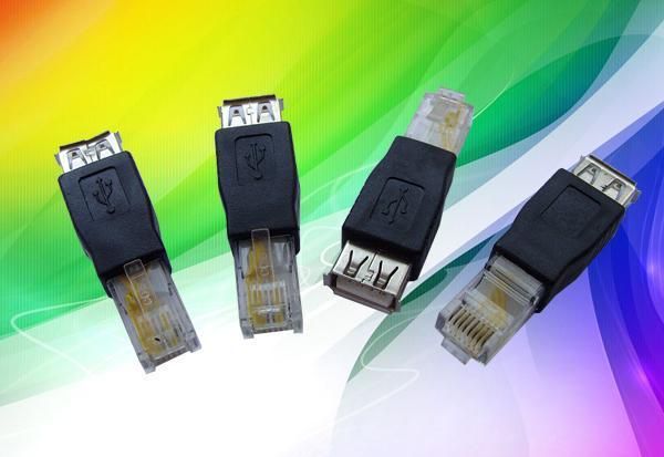 4X Female USB to Male Ethernet RJ45 Connector Adaptor  