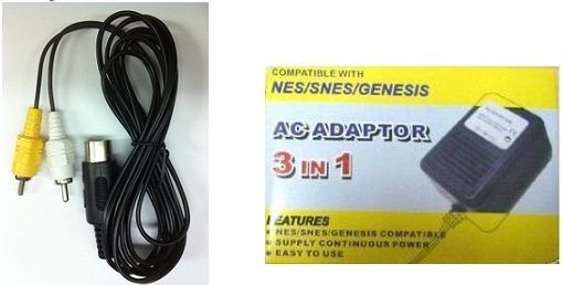 NEW AV CABLE & AC POWER ADAPTER FOR SEGA MASTER SYSTEM  