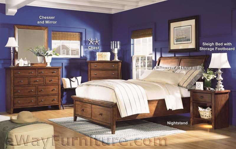   Storage Sleigh Bed Kids Guest Dorm Online Bedroom Furniture Set  