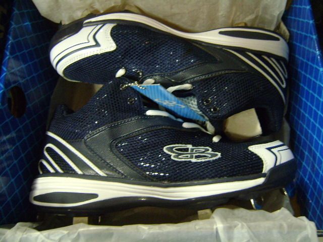 NEW BOOMBAH MENS SIZE 10 RAGE STEEL CLEAT MID NAVY BASEBALL SOFTBALL