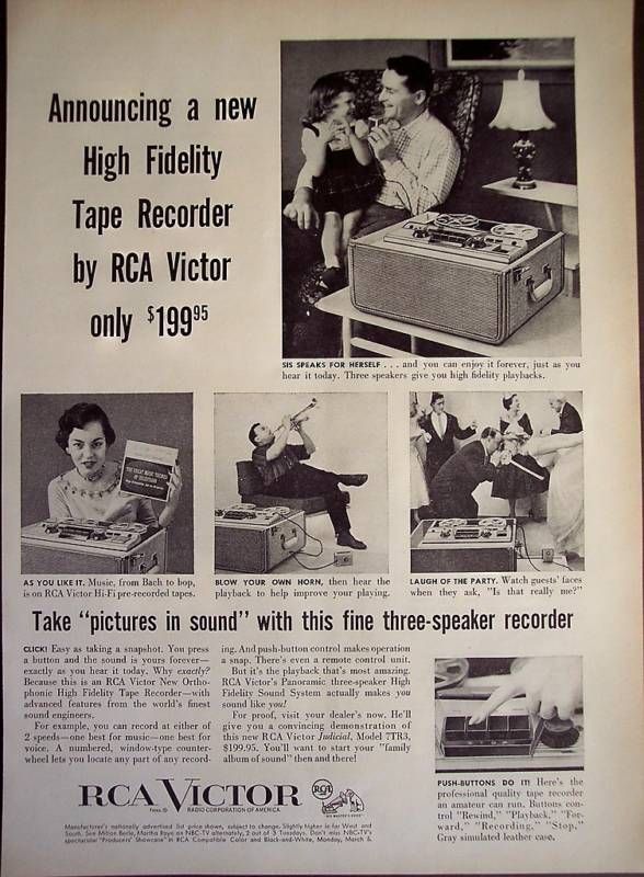 1956 RCA Victor High Fidelity Tape Recorder vintage ad  