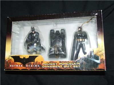 BATMAN BEGINS PORCELAIN ORNAMENT GIFT SET X3 FIGURES  